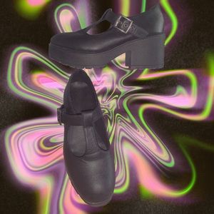 Black koi footwear maryjane platforms